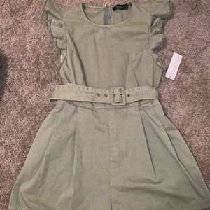 Green Belted Romper